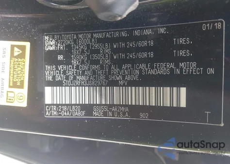 2018 Toyota Highlander Xle from USA, damaged, VIN 5TDJZRFH3JS829767